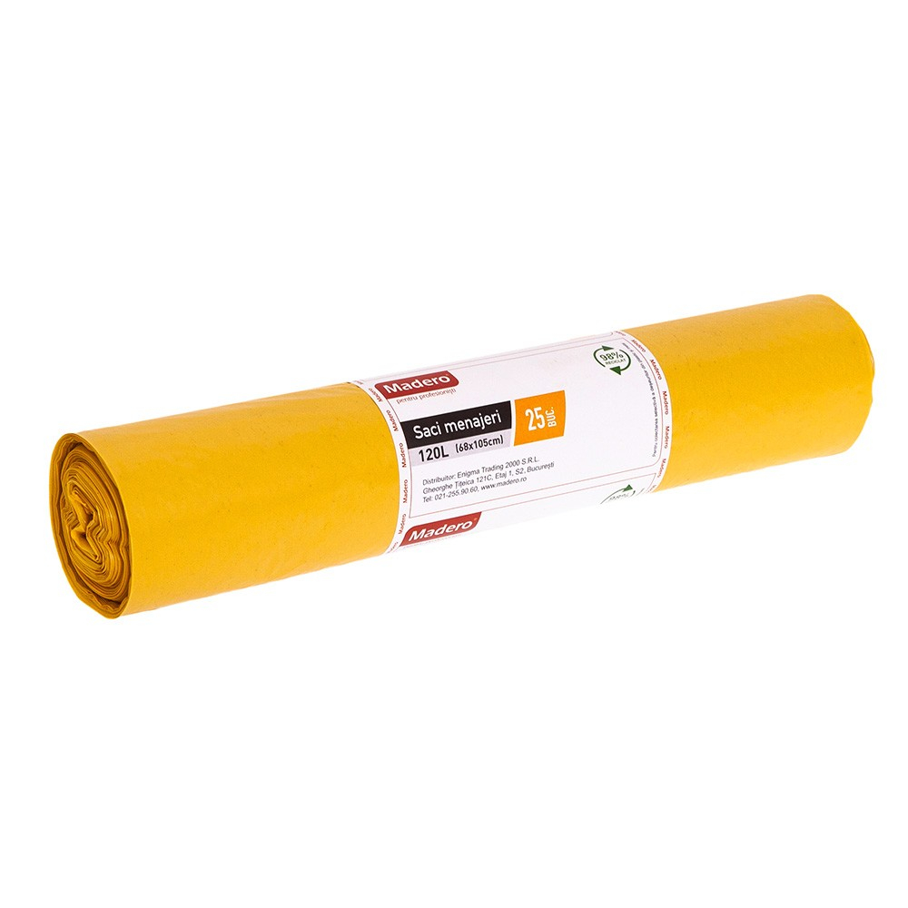 Saci menajeri MADERO 016801, 25 bucati, 120 l, galben