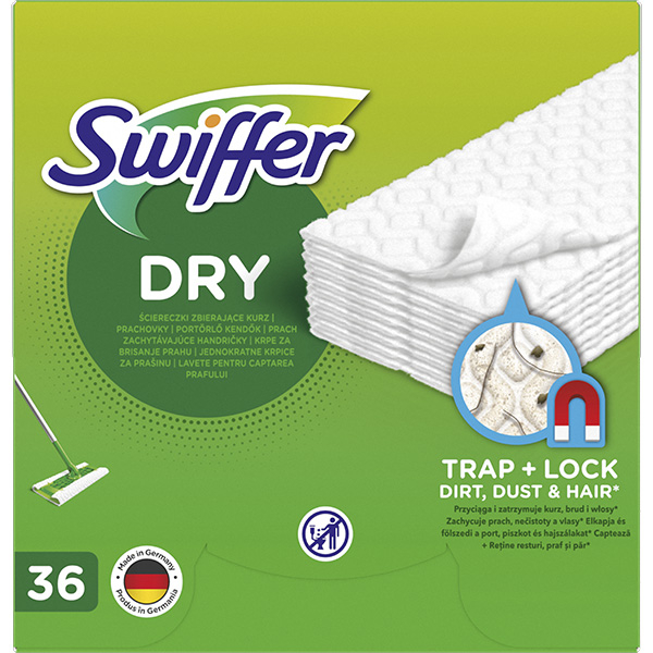 Rezerva uscata mop SWIFFER Dry, 15 cm, 36 bucati