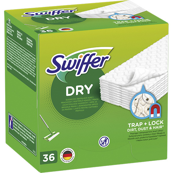 Rezerva uscata mop SWIFFER Dry, 15 cm, 36 bucati