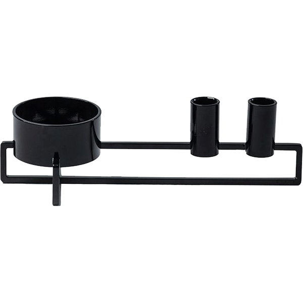 Suport lumanare Cross, 28 x 12 x 7.7 cm, negru lucios