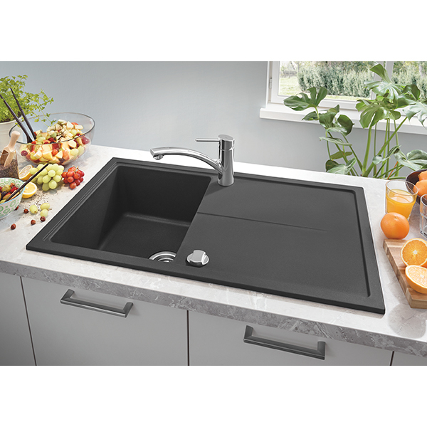 Chiuveta bucatarie GROHE K400 31640AP0, 1 cuva, picurator reversibil, compozit quartz, negru