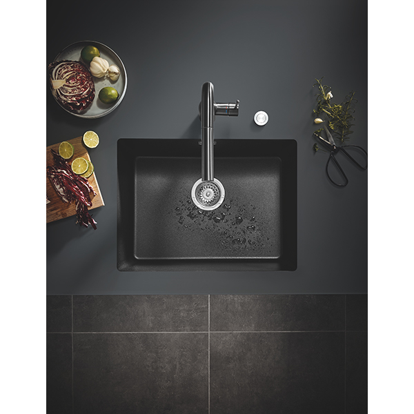 Chiuveta bucatarie GROHE K700U 31655AP0, 1 cuva, compozit quartz, negru