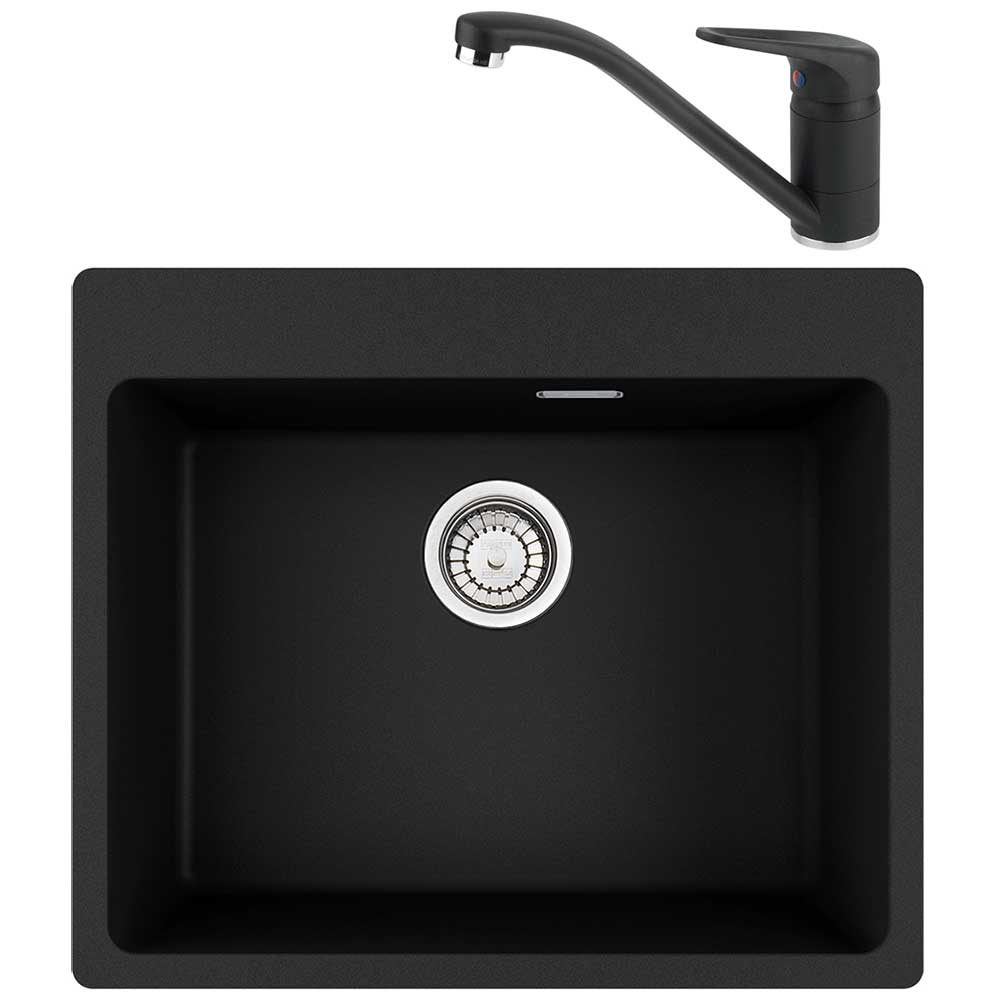 Pachet chiuveta FRANKE Fragranite MRG 610-54, 1 cuva, granit + baterie Novara Plus, negru