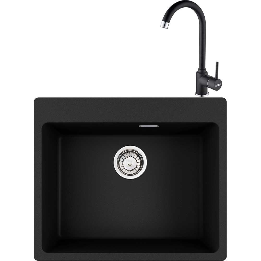 Pachet chiuveta FRANKE Fragranite MRG 610-54, 1 cuva, granit + baterie Pola 1.0, negru