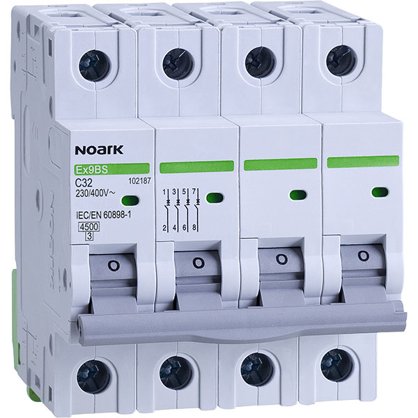 Siguranta automata modulara NOARK 102187, 3P + N, 32A, curba C