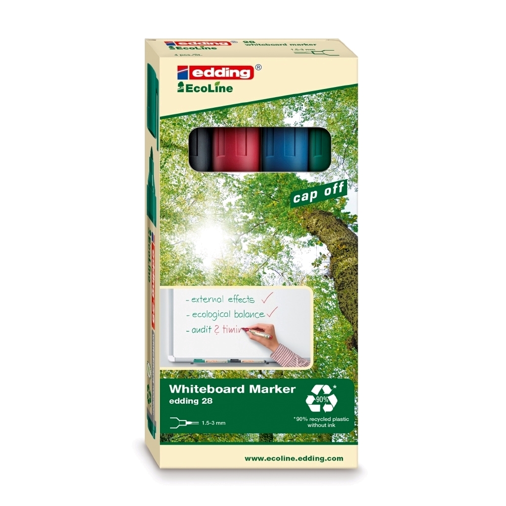 Set 4 markere EDDING 28, varf rotund, 1.5-3 mm, multicolor