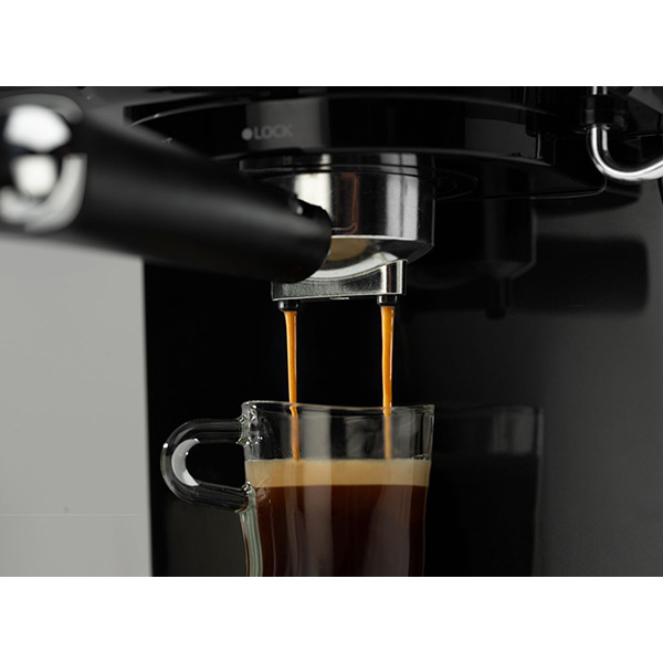 Espressor manual GORENJE ESCM15DBK, 1.5l, 1100W, 15 bar, sistem Cappuccino, negru-argintiu