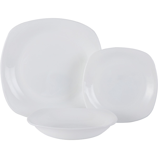 Set de masa MYRIA MC4003, 18 piese, sticla opal, alb