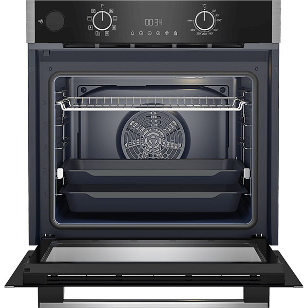 Cuptor incorporabil GRUNDIG GEBD19300B, Electric, Gatire cu abur, Autocuratare catalitica, 72 l, Clasa A+, HotAero Pro, negru-inox
