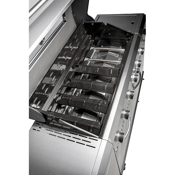 Gratar pe gaz LANDMANN 12120, 94 x 43 cm, 6+1 arzatoare, 8 role, argintiu