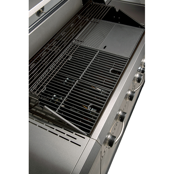 Gratar pe gaz LANDMANN 12120, 94 x 43 cm, 6+1 arzatoare, 8 role, argintiu