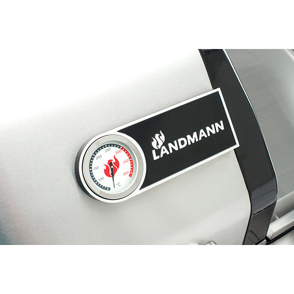 Gratar pe gaz LANDMANN Triton 12940, 65 x 45 cm, 3 + 1 arzatoare, 4 role, argintiu