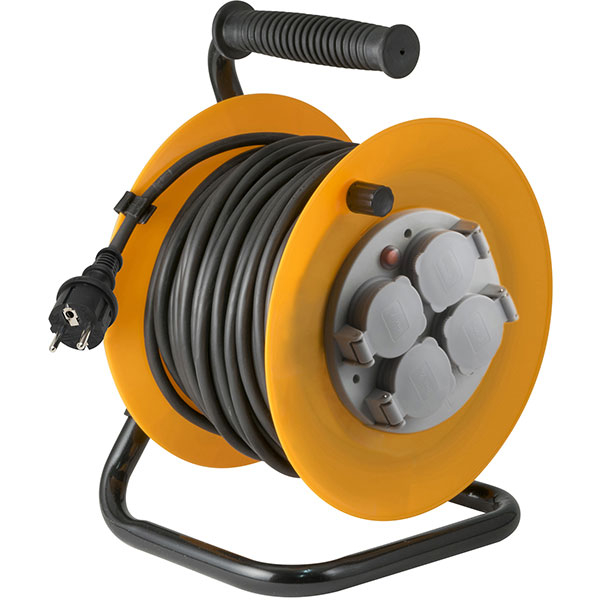 Prelungitor cu tambur metalic HOME HJR 10-25/1.0, 4 prize, IP44, 25m 