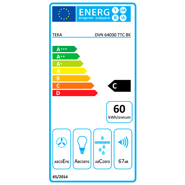 Hota decorativa TEKA DVN 64030 BK, 1 motor, 460 m3/h, L 60 cm, negru