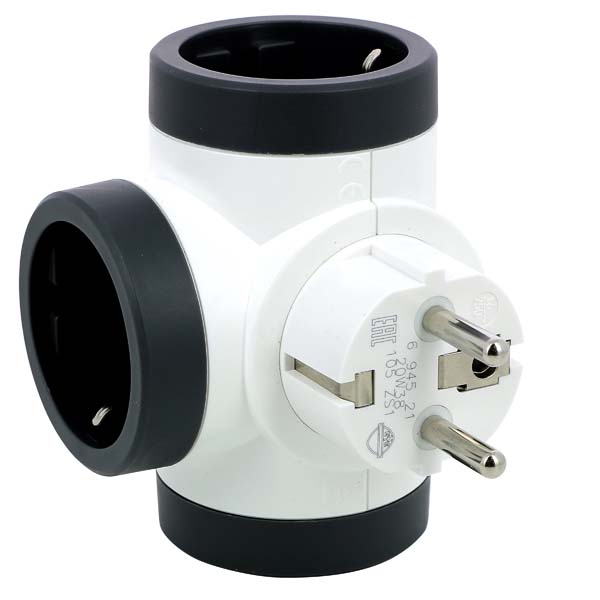 Adaptor priza LEGRAND L694521, 3 prize, alb-gri inchis