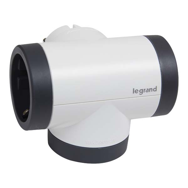 Adaptor priza LEGRAND L694521, 3 prize, alb-gri inchis