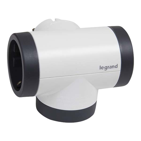 Adaptor priza LEGRAND L694522, 2 prize, 2 x USB, alb-gri inchis
