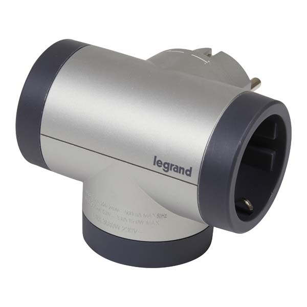 Adaptor priza LEGRAND L694524, 2 prize, 2 x USB, gri inchis