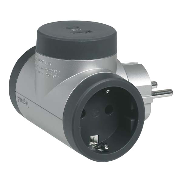 Adaptor priza LEGRAND L694524, 2 prize, 2 x USB, gri inchis