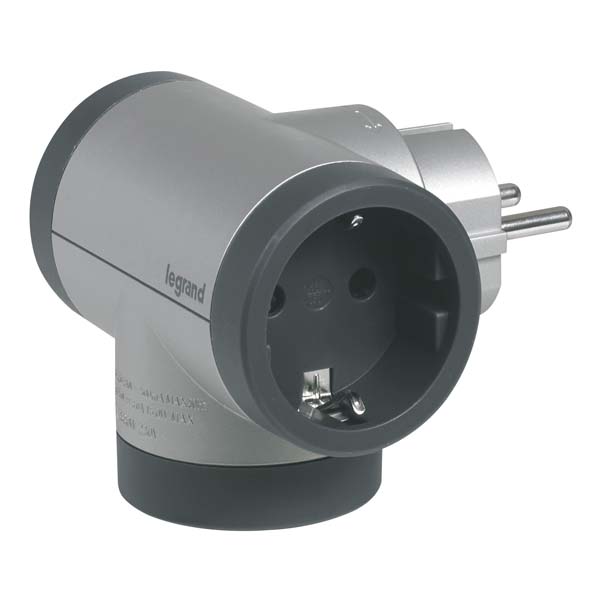 Adaptor priza LEGRAND L694524, 2 prize, 2 x USB, gri inchis