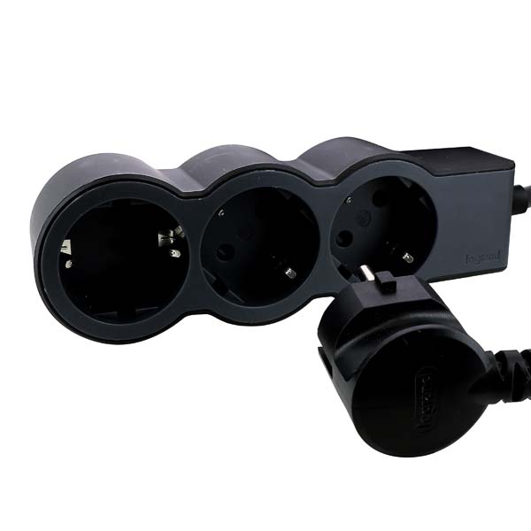 Prelungitor cu protectie LEGRAND L694550, 3 prize, 1.5m, negru-gri inchis