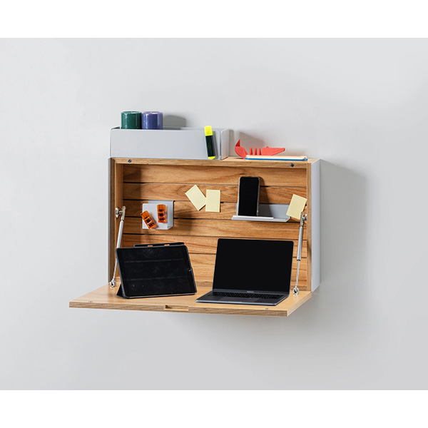 Birou de perete Unfold, 72 x 15 x 53 cm, maro deschis-gri