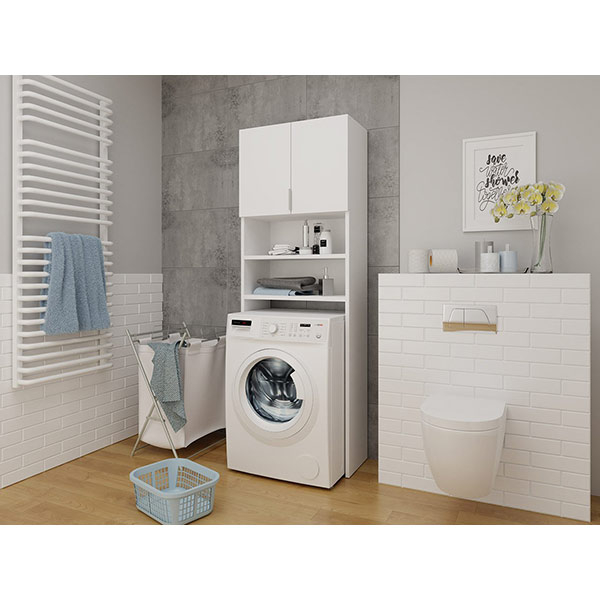 Dulap baie pentru masina de spalat Woodart, 65 x 30 x 180 cm, alb