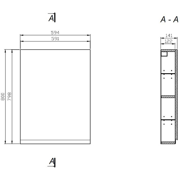Dulap baie suspendat Cersanit Moduo, 59.4 x 14.1 x 80 cm, alb