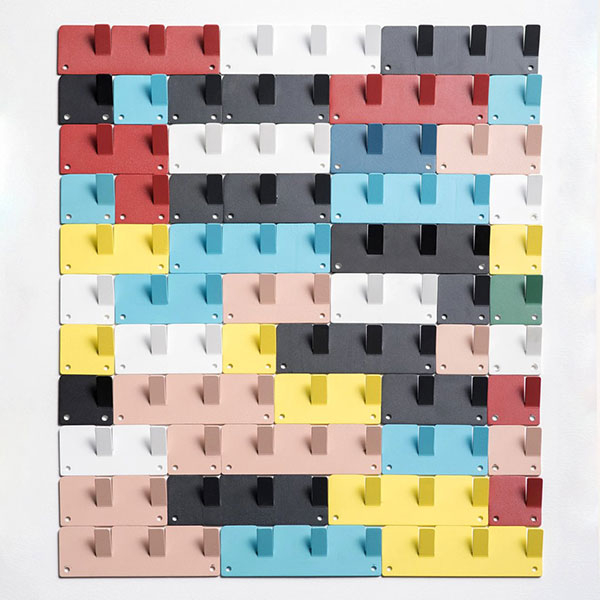 Cuier perete TETRIS, 17 cm, rosu, 3 piese
