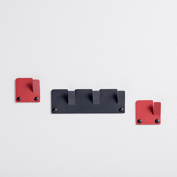 Cuier perete TETRIS, 17 cm, negru, 3 piese