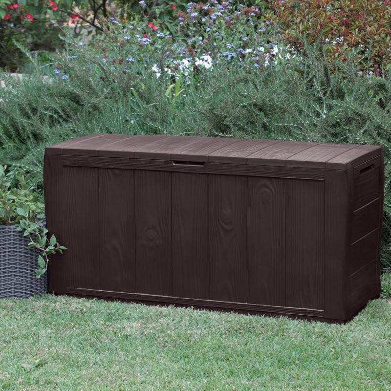 Lada depozitare gradina KETER Sherwood, polipropilena, 117 x 45 x 57.5 cm, maro inchis