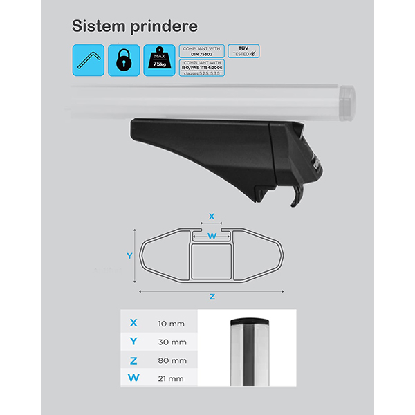 Bare transversale MENABO Leopard Silver Xl, Audi Q5 (8R), 2008-2014, 135 cm