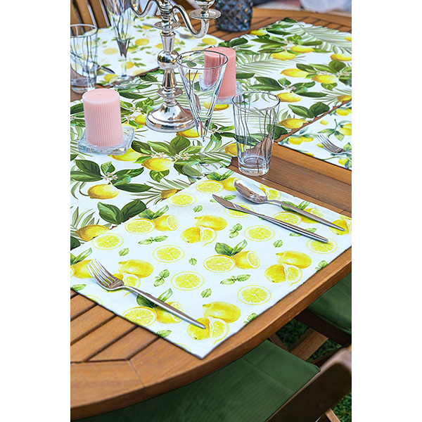 Suport farfurii si napron Lemon, 35 x 45 cm, 35 x 140 cm, 4 + 1 bucati, multicolor