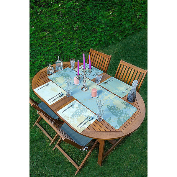 Suport farfurii si napron Plants green, 35 x 45 cm, 35 x 140 cm, 4 + 1 bucati, multicolor