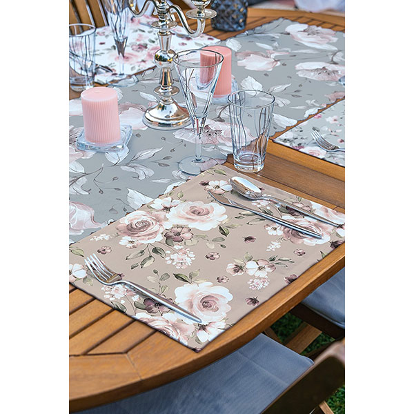 Suport farfurii si napron Flower, 35 x 45 cm, 35 x 140 cm, 4 + 1 bucati, multicolor