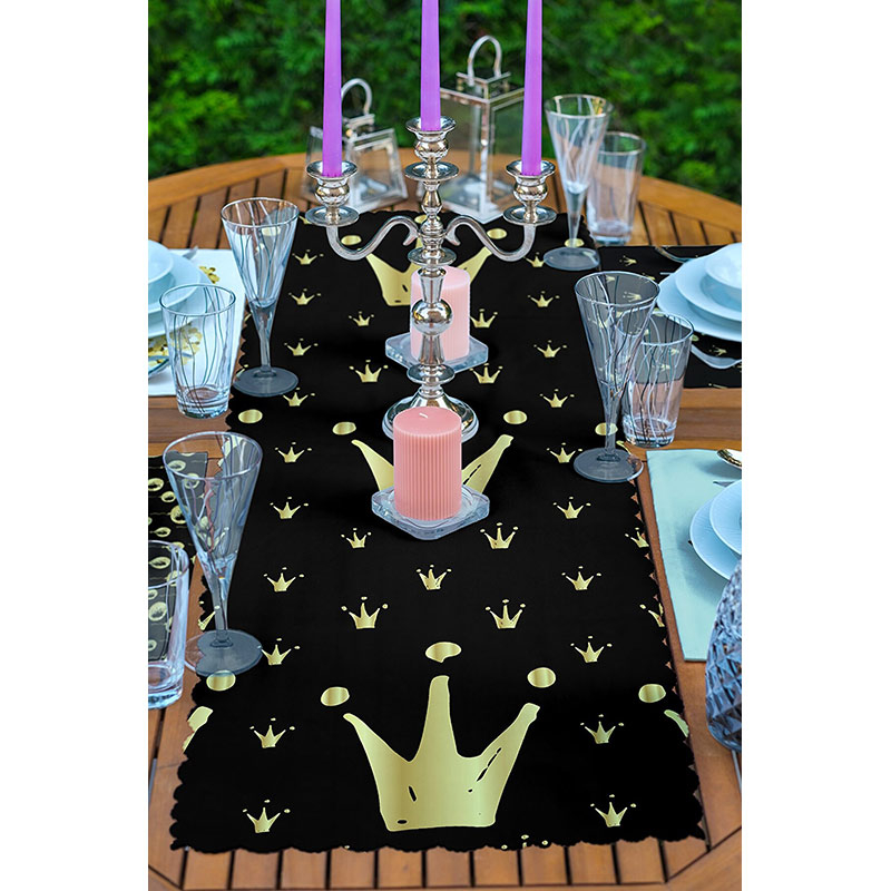 Suport farfurii si napron Gold&Black, 35 x 45 cm, 35 x 140 cm, 4 + 1 bucati, multicolor