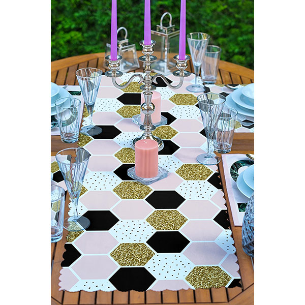 Suport farfurii si napron Geometric 1, 35 x 45 cm, 35 x 140 cm, 4 + 1 bucati, multicolor