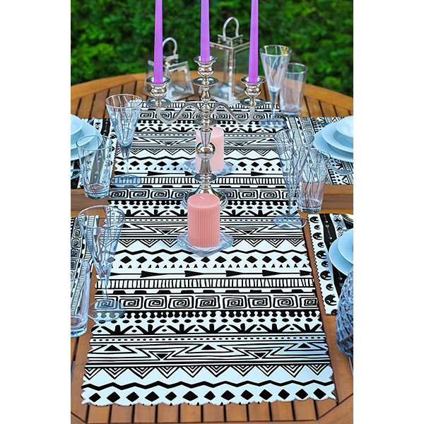 Suport farfurii si napron Black&White, 35 x 45 cm, 35 x 140 cm, 4 + 1 bucati, multicolor