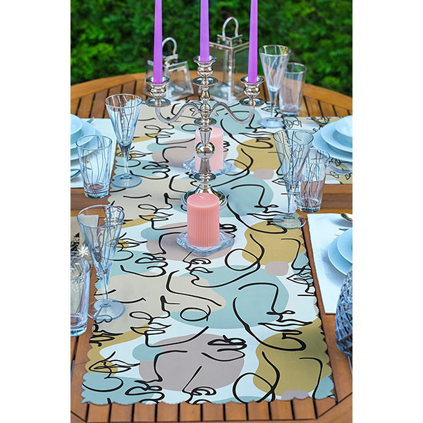 Suport farfurii si napron Boho, 35 x 45 cm, 35 x 140 cm, 4 + 1 bucati, multicolor