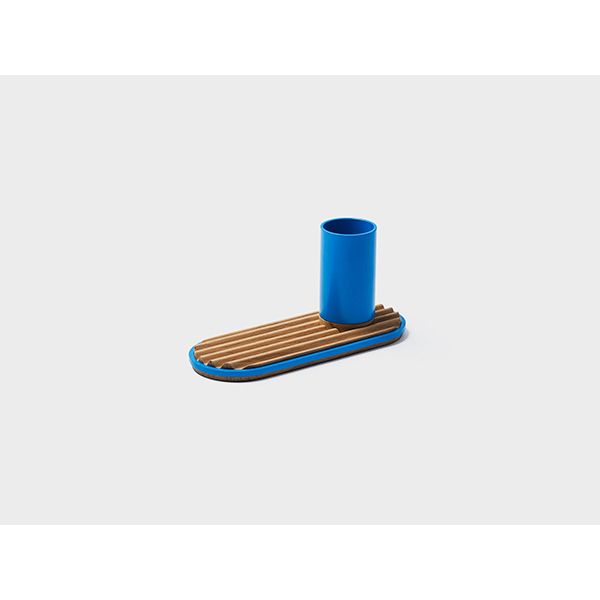 Suport instrumente de scris SPIN Ridge, metal-lemn, albastru