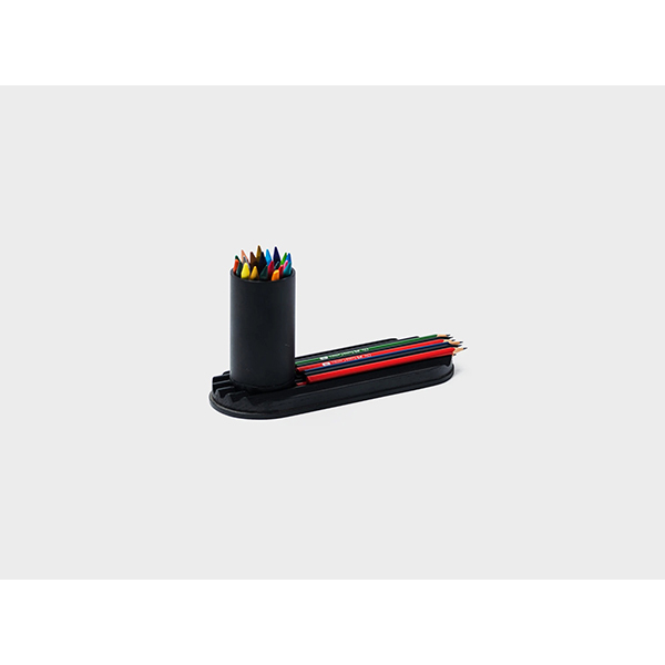 Suport instrumente de scris SPIN Ridge, metal-lemn, negru