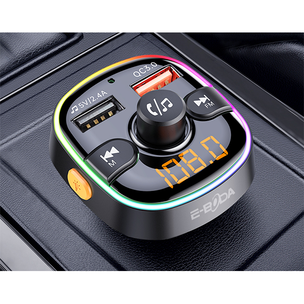 Modulator FM E-BODA BT 100, Bluetooth, USB, negru