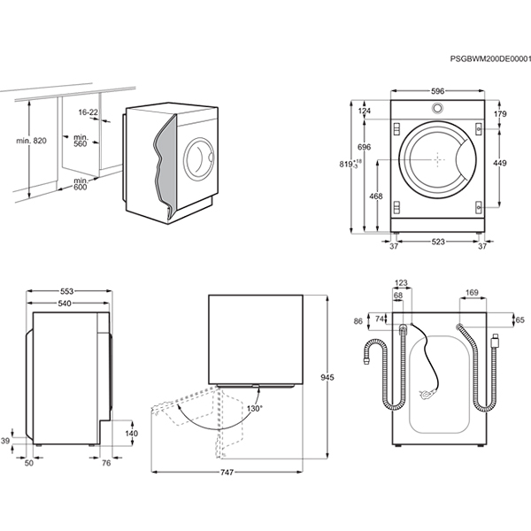 Masina de spalat rufe incorporabila cu uscator ELECTROLUX EW7W368SI, 8/4 kg, 1600rpm, Clasa D/E, alb
