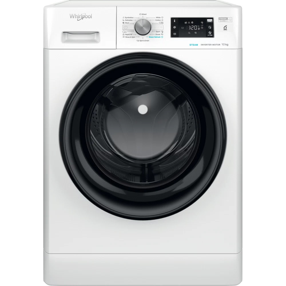 Masina de spalat rufe frontala WHIRLPOOL FFB 10469 BV EE, Steam, 6th Sense, 10 kg, 1400 rpm, Clasa A, alb