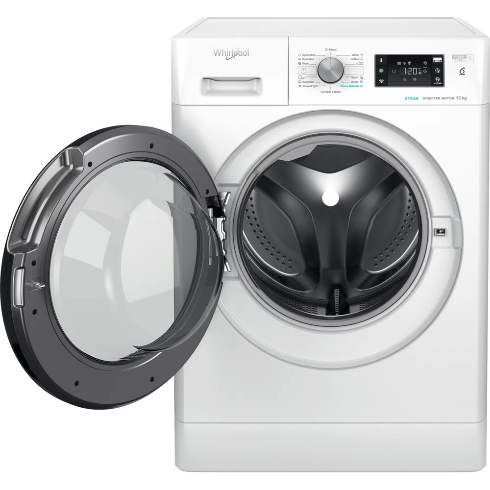 Masina de spalat rufe frontala WHIRLPOOL FFB 10469 BV EE, Steam, 6th Sense, 10 kg, 1400 rpm, Clasa A, alb