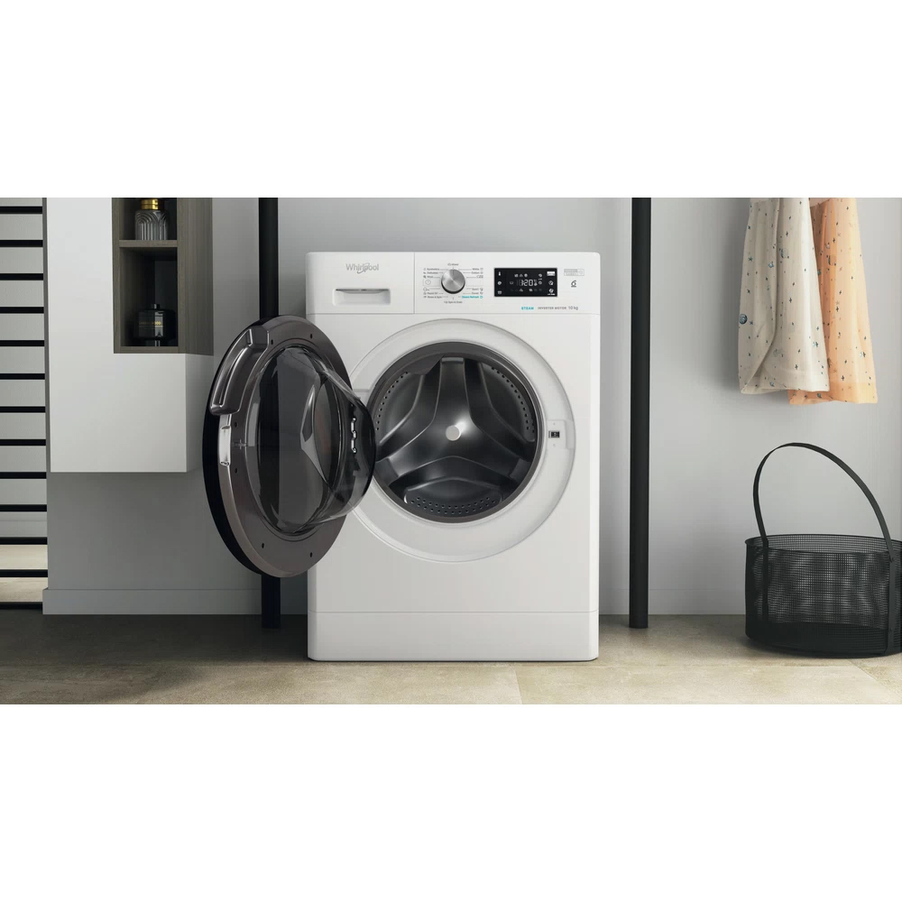 Masina de spalat rufe frontala WHIRLPOOL FFB 10469 BV EE, Steam, 6th Sense, 10 kg, 1400 rpm, Clasa A, alb