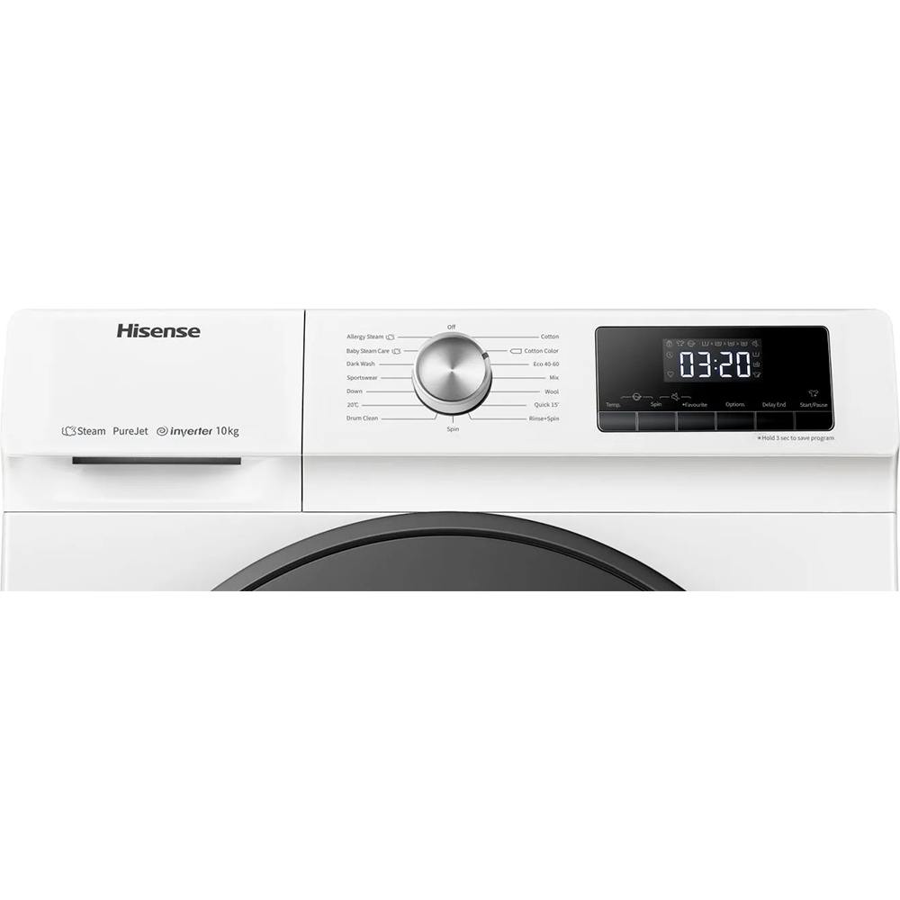 Masina de spalat rufe frontala HISENSE WFQA9014EVJM, Steam, 9 kg, 1400rpm, Clasa A, alb