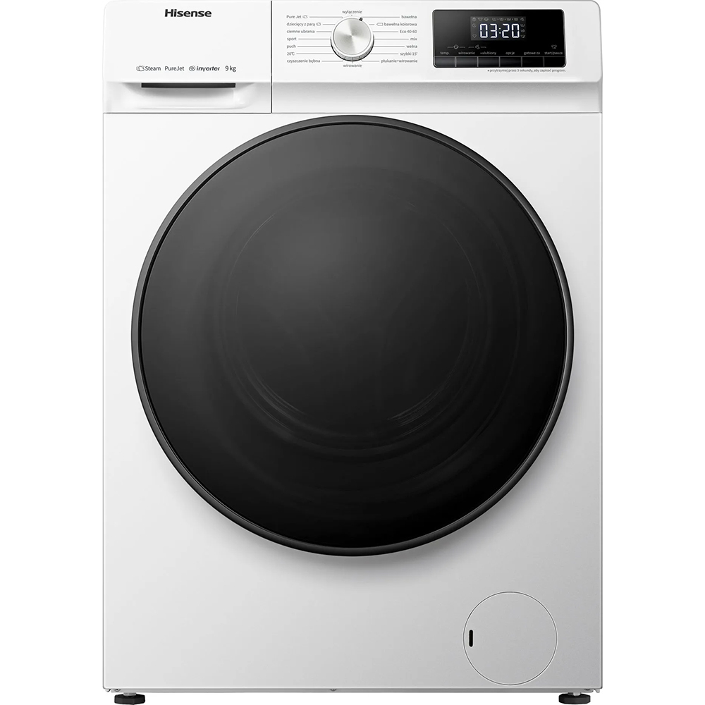 Masina de spalat rufe frontala HISENSE WFQA9014EVJM, Steam, 9 kg, 1400rpm, Clasa A, alb