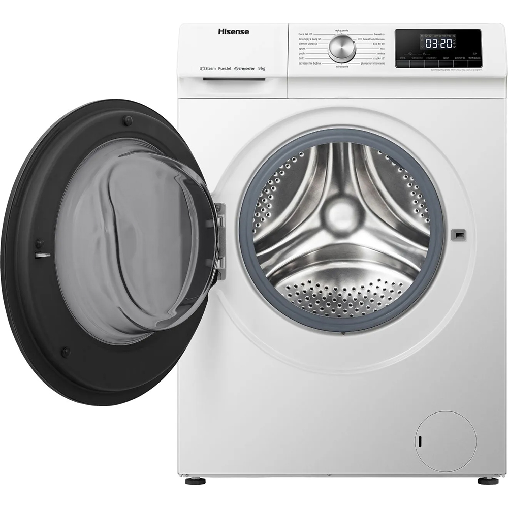 Masina de spalat rufe frontala HISENSE WFQA9014EVJM, Steam, 9 kg, 1400rpm, Clasa A, alb
