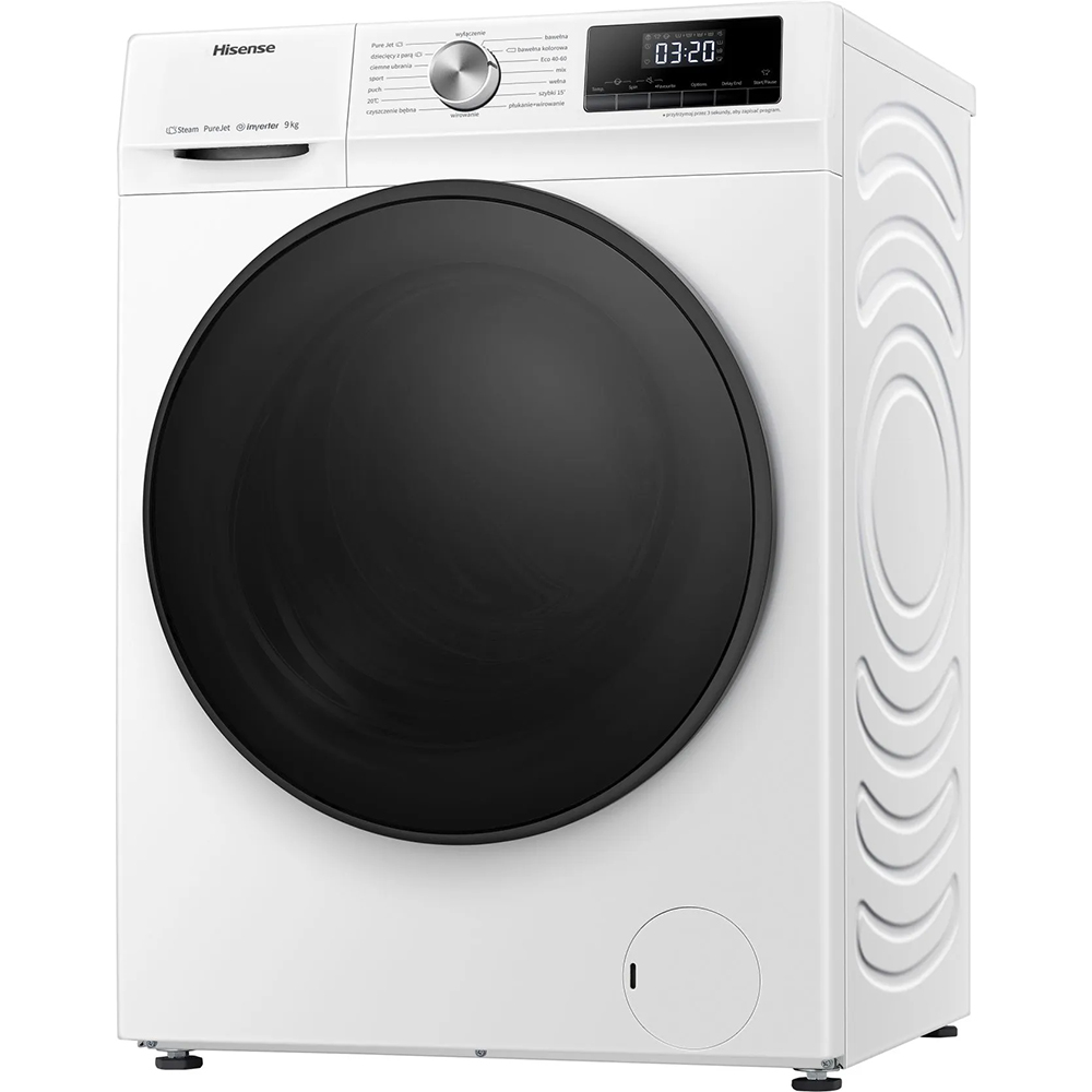 Masina de spalat rufe frontala HISENSE WFQA9014EVJM, Steam, 9 kg, 1400rpm, Clasa A, alb